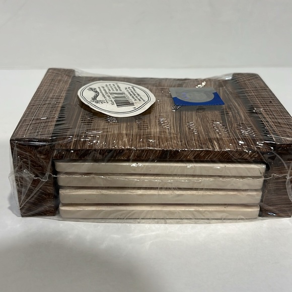 New Oklahoma Sooners Ceramic Coaster Set with Wood Holder by Magnolia Lane - Picture 4 of 4